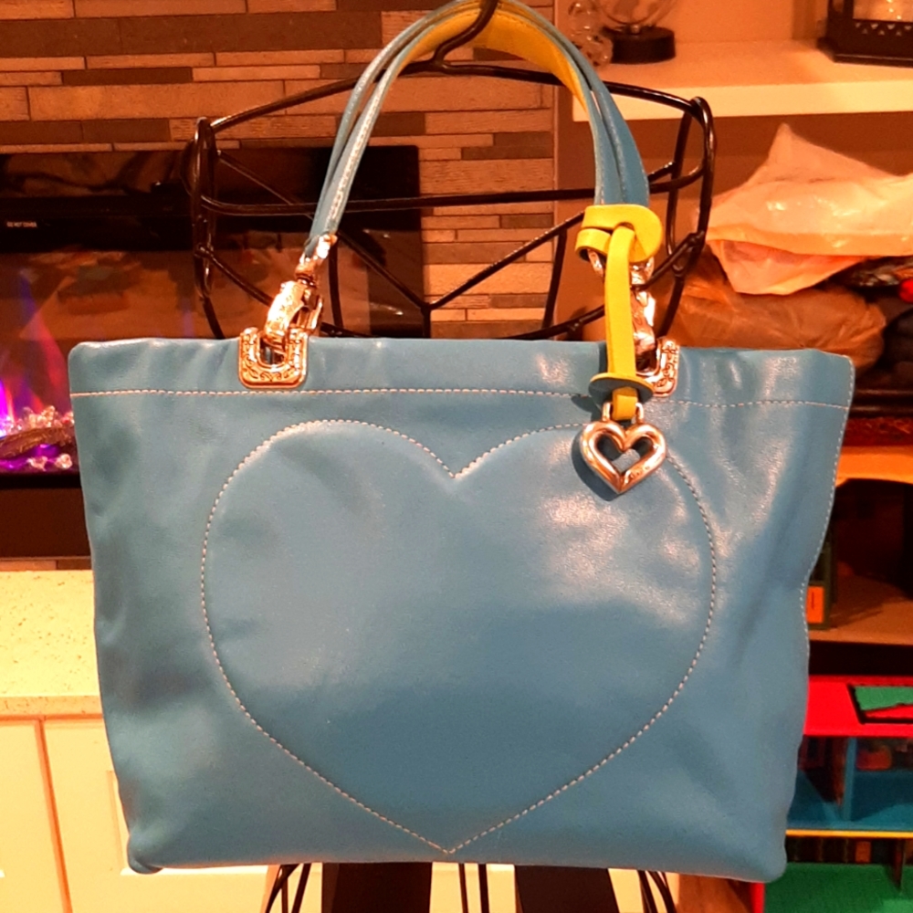 Brighton Jodi Blue Leather Stitched Heart Handbag C752412